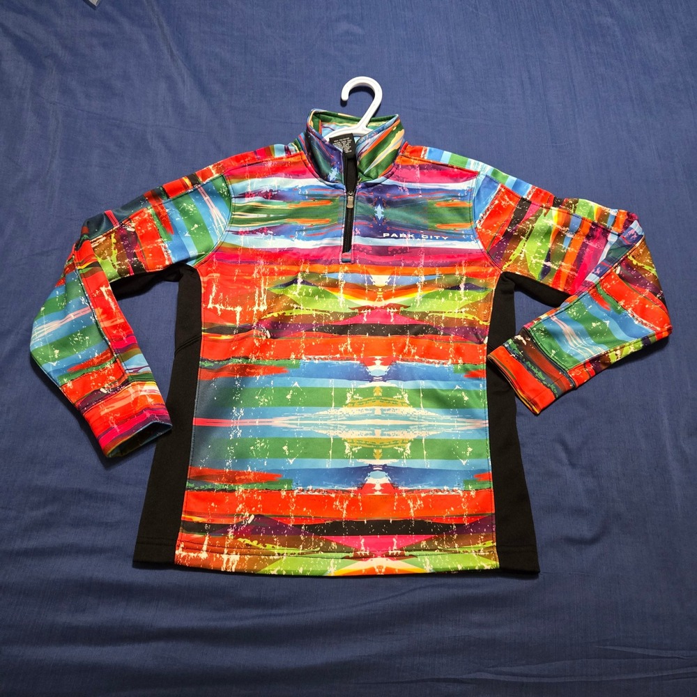 Outfitter Trading Co Fleece Pullover Womens Large Multi Park City Good Abstract